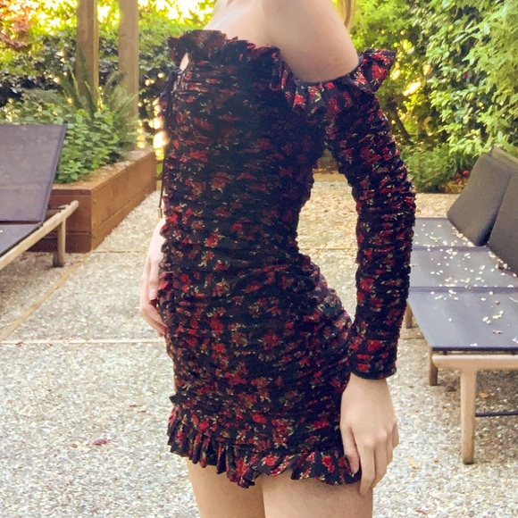 dollskill ready to mingle ruched floral shoulderless dress - Picture 3 of 6